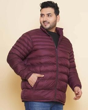 men zip-front regular fit puffer jacket