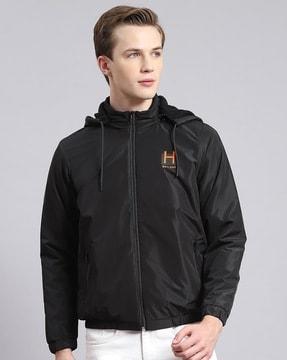 men zip-front regular fit puffer jacket