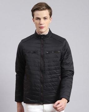 men zip-front regular fit puffer jacket