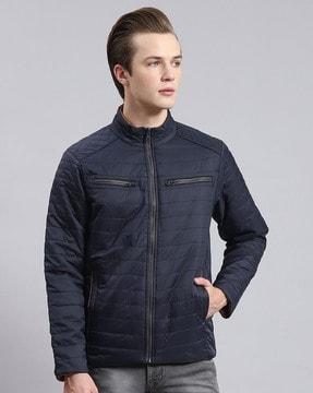 men zip-front regular fit puffer jacket