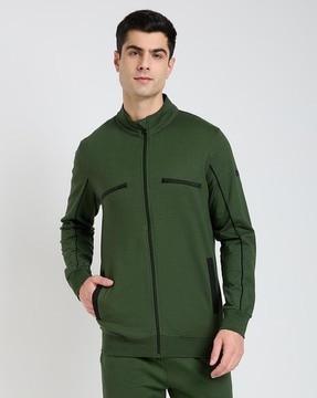 men zip-front regular fit track jacket