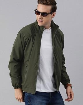 men zip-front slim fit bomber jacket