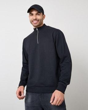men zip-up relaxed fit sweatshirt