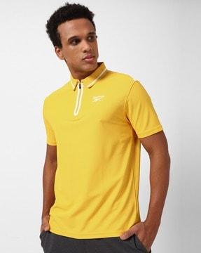 men zip-up slim fit polo t-shirt