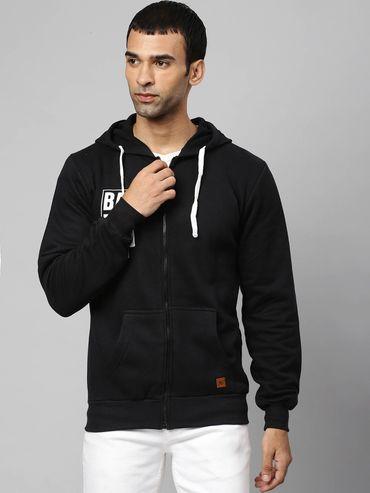 men zipper solid full sleeve stylish casual hooded sweatshirts