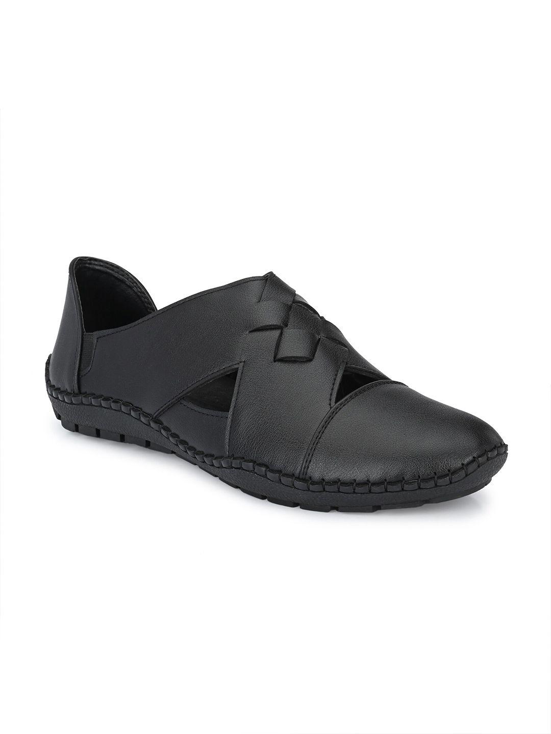 mengler men black solid shoe-style sandals