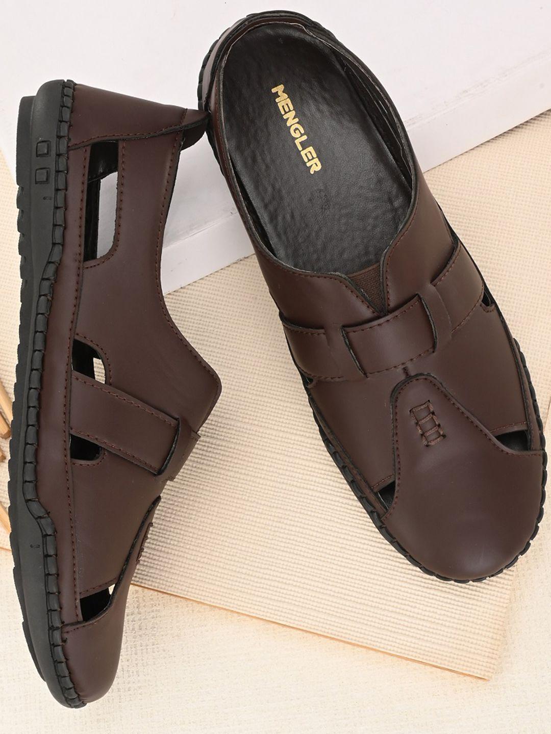 mengler men brown & black shoe-style sandals