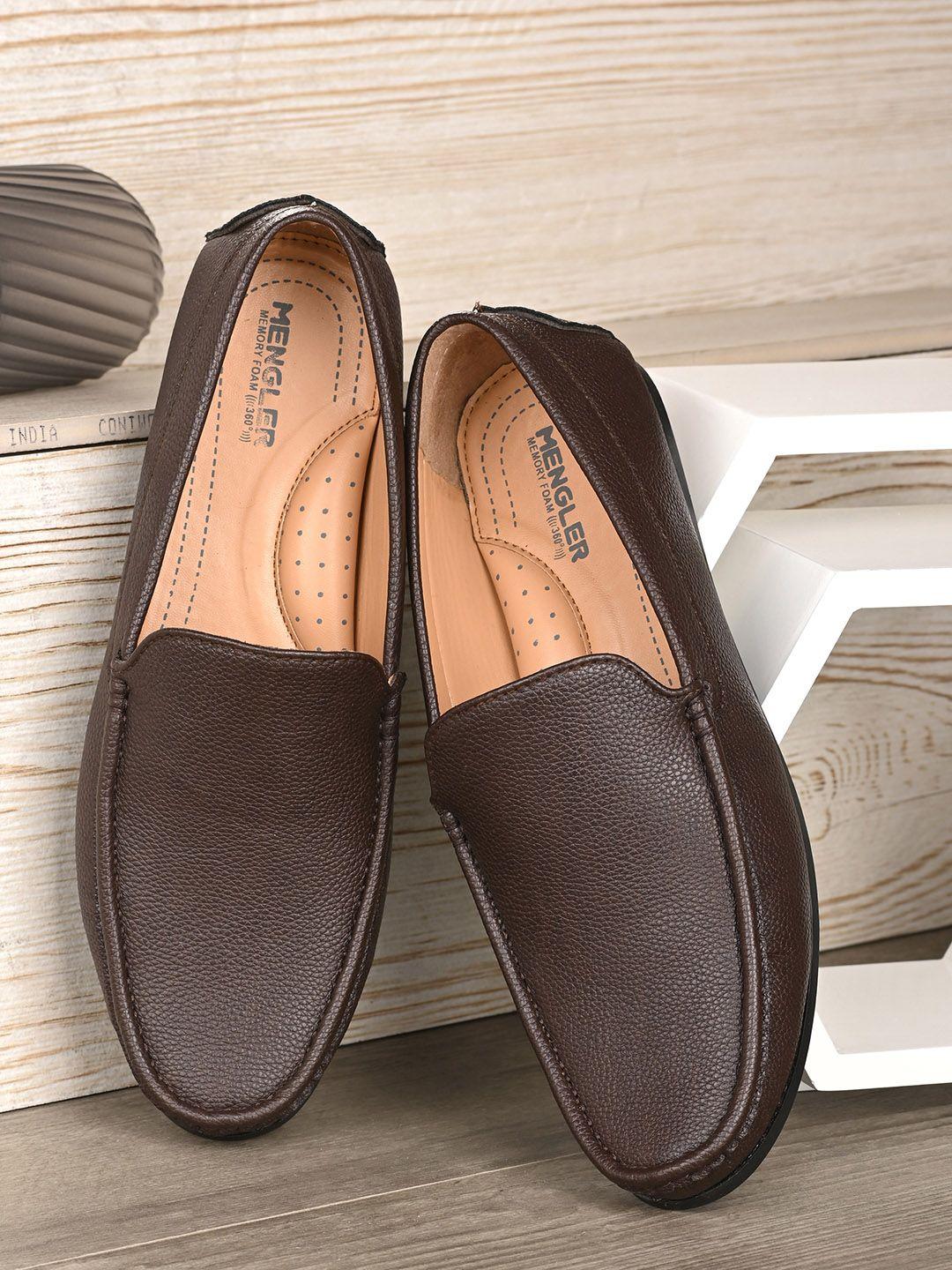 mengler men brown textured loafers