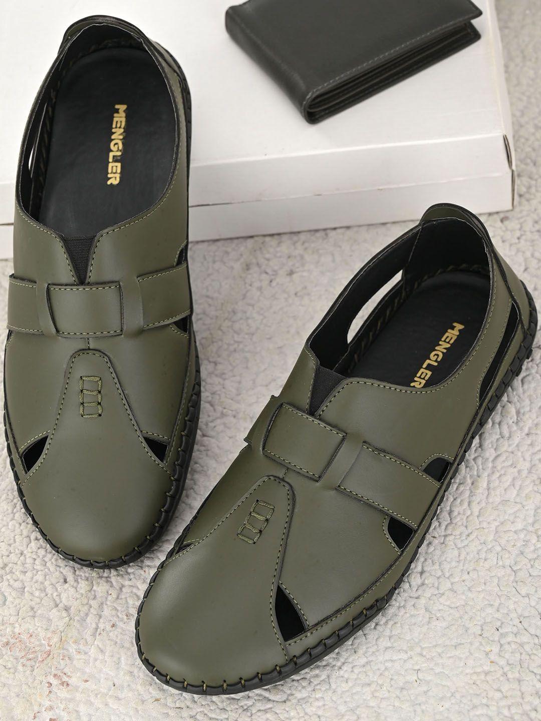 mengler men olive green shoe-style sandals