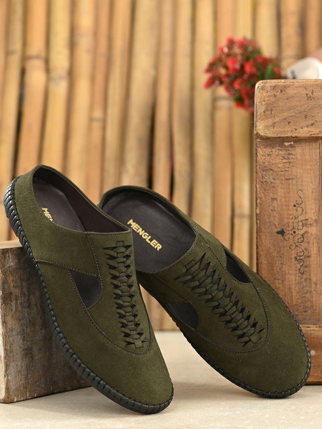 mengler men olive green shoe-style sandals