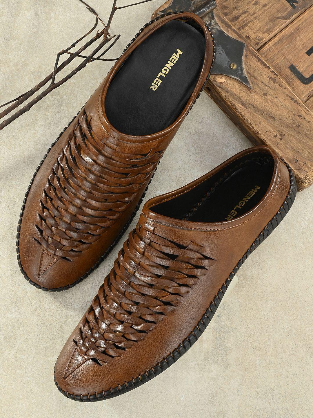 mengler men tan & black shoe-style sandals