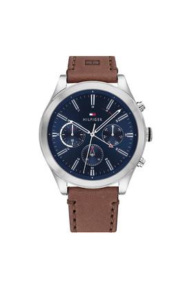 mens 44 mm ashton blue dial leather watch - ncth1791741
