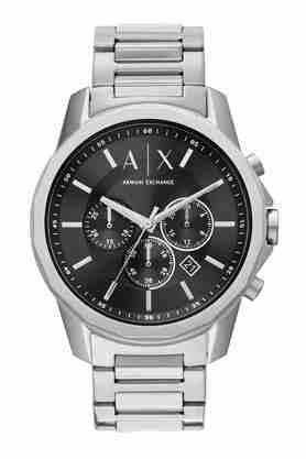 mens 44 mm black dial stainless steel chronograph watch - ax1720i