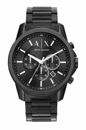 mens 44 mm black dial stainless steel chronograph watch - ax1722i