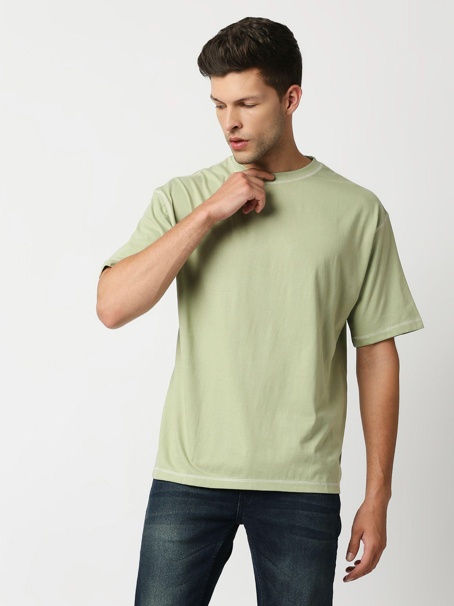 mens baggy light green color t shirt
