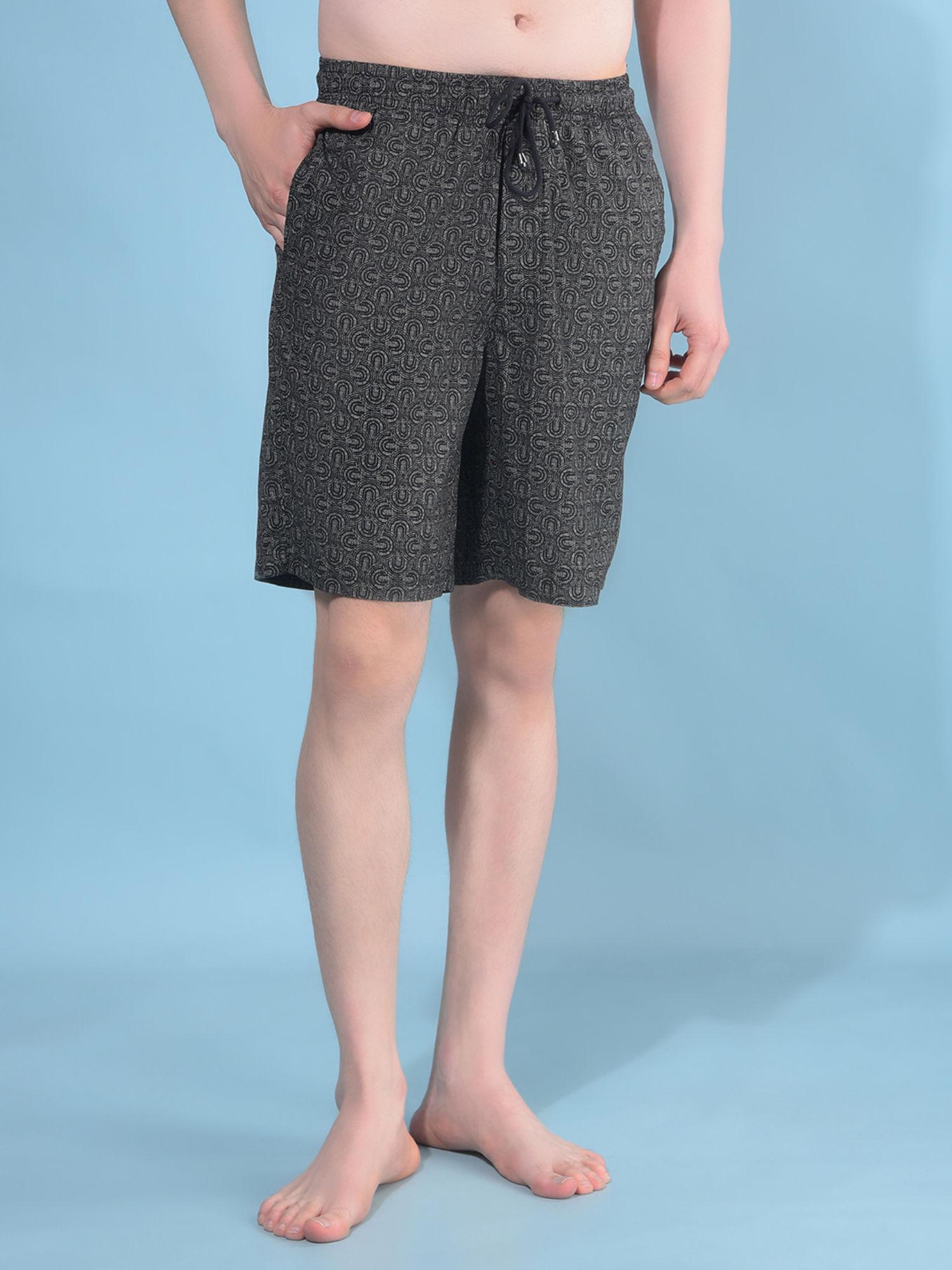 mens black abstract 100% cotton shorts