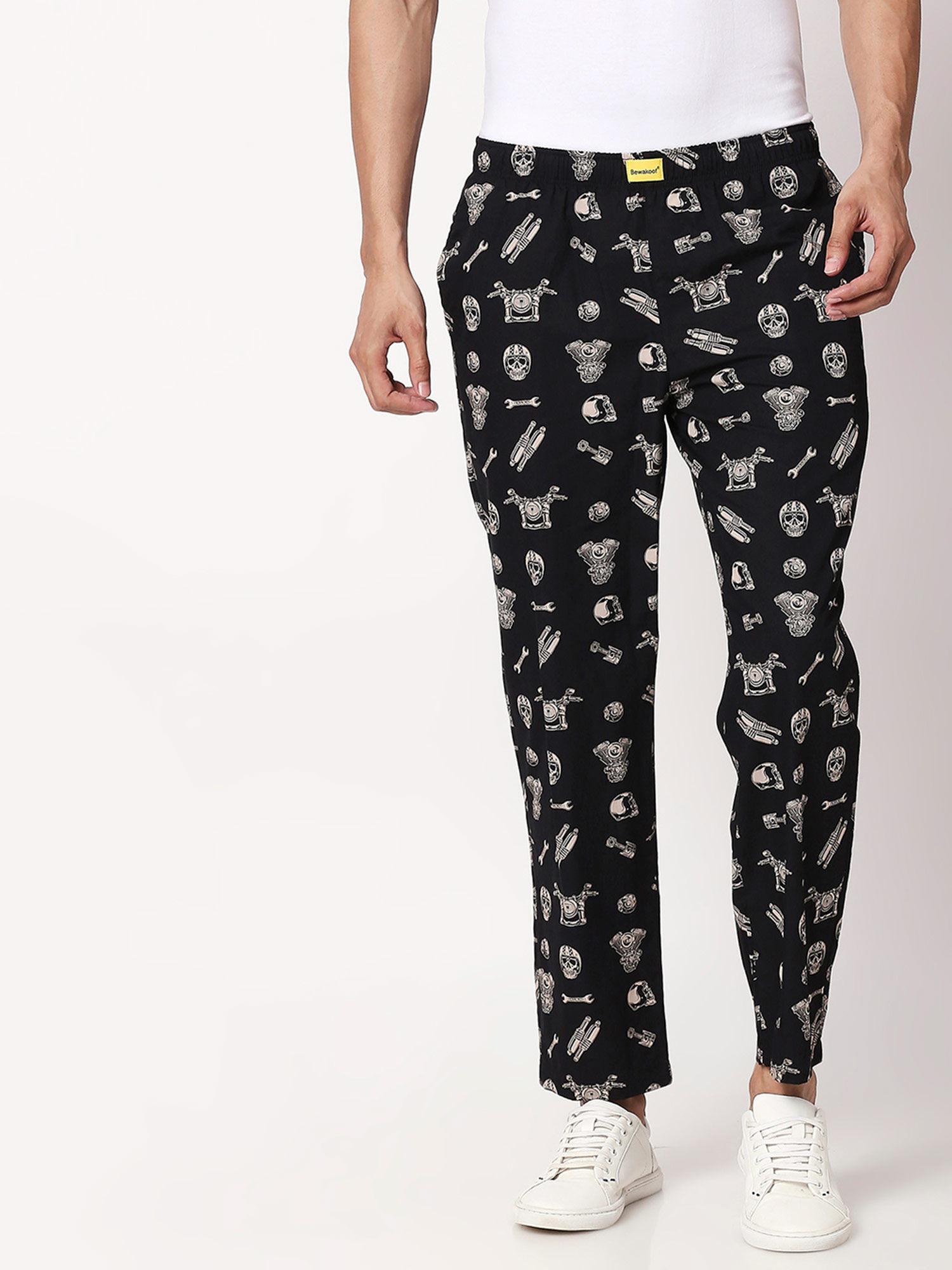 mens black abstract trouser