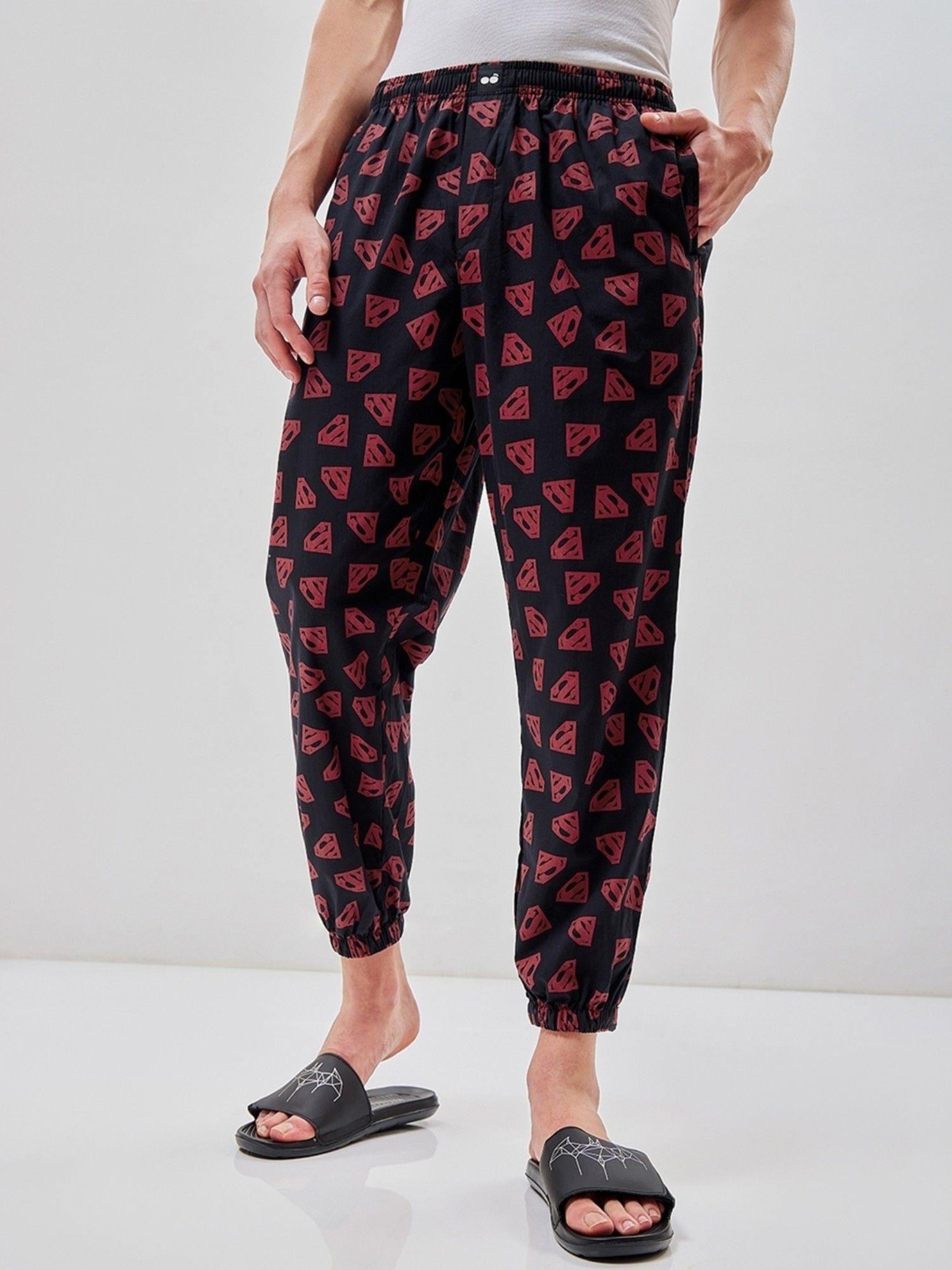 mens black all over printed pyjama