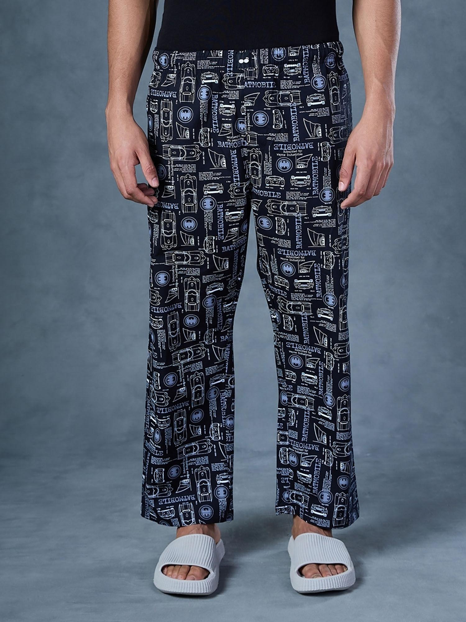 mens black all over printed pyjamas