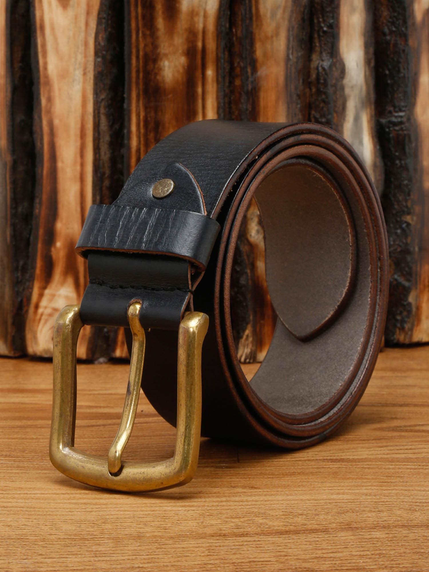 mens black casual italian leather belt