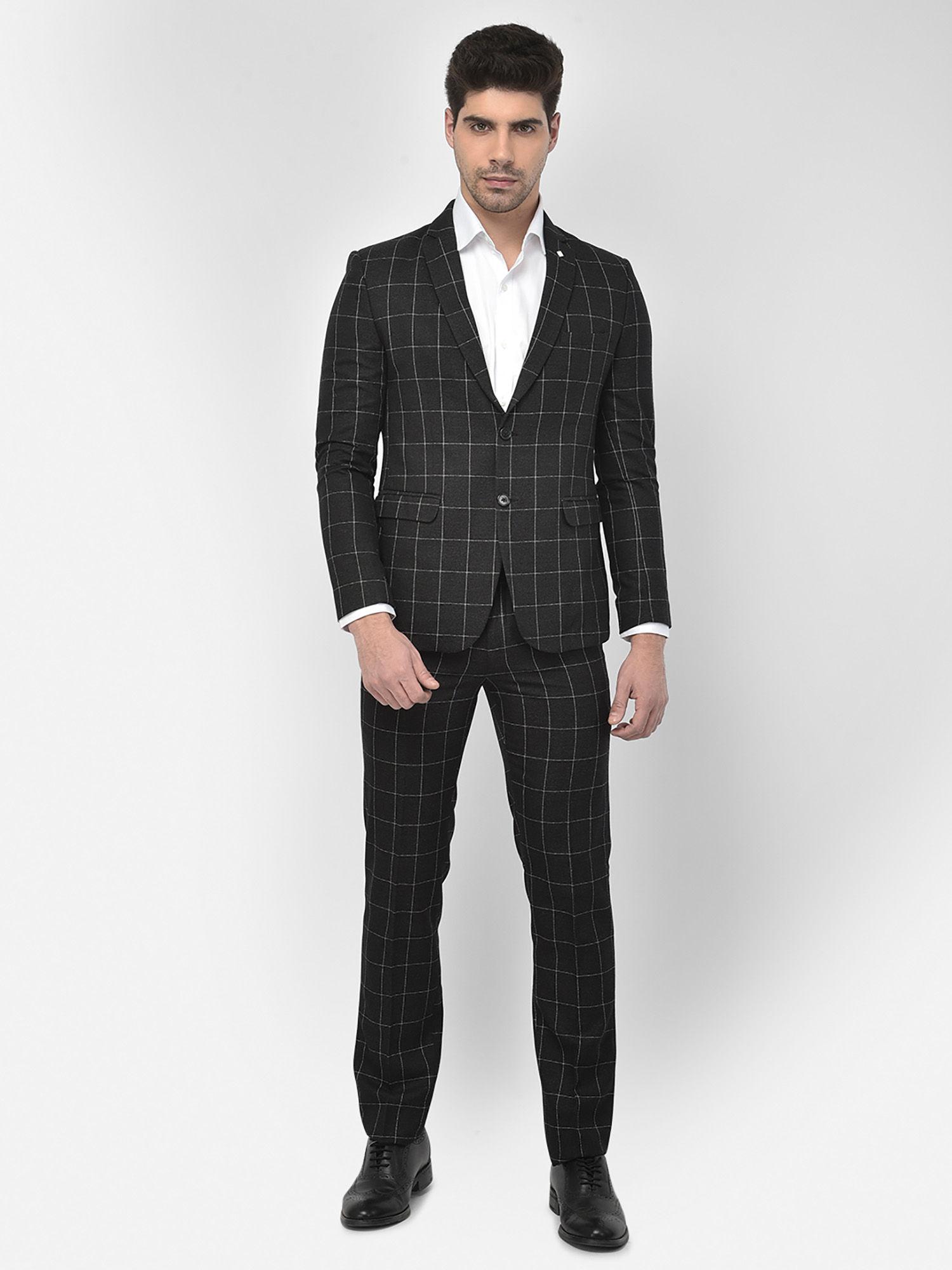 mens black checked suit