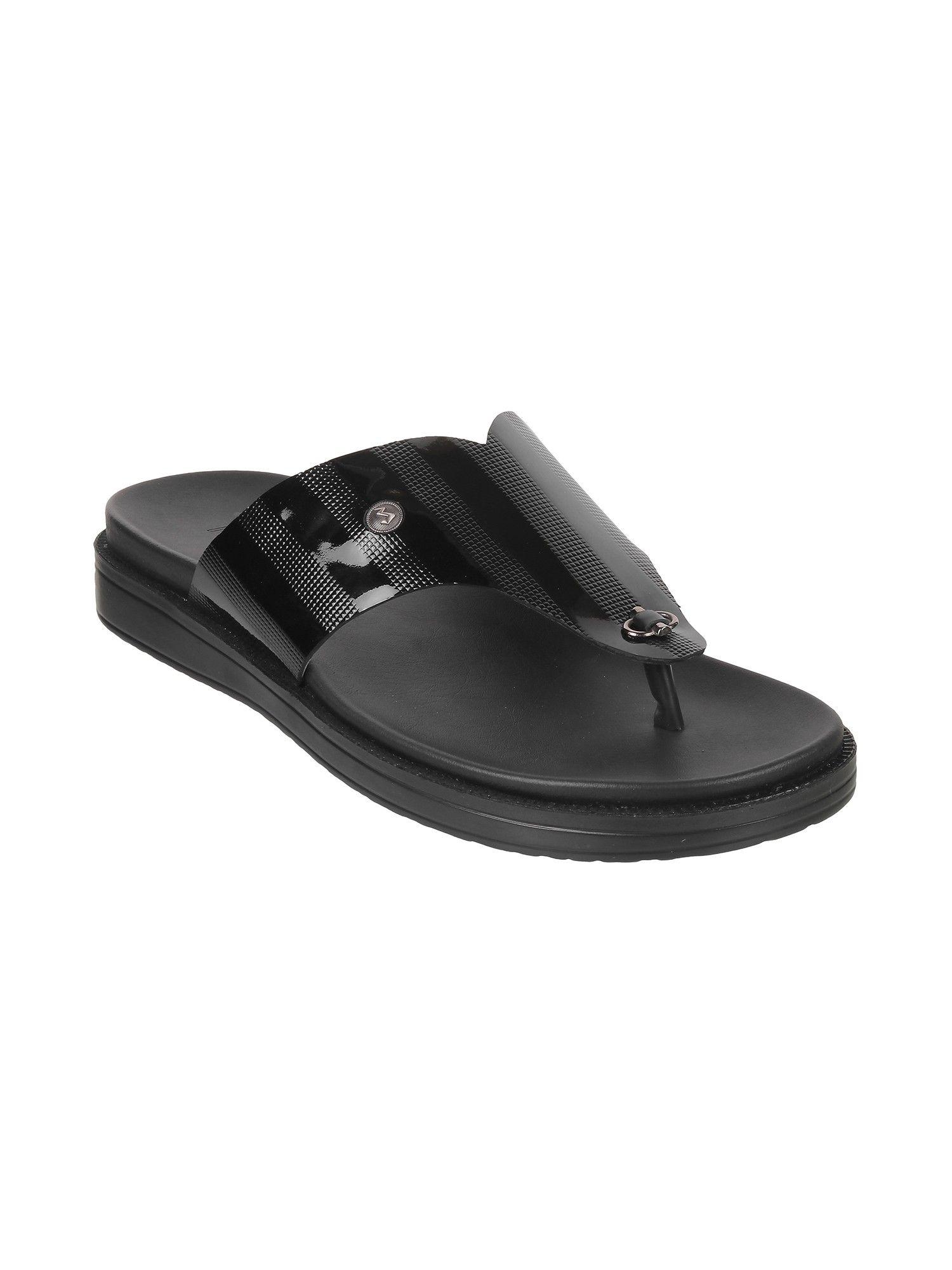 mens black flat chappalsmetro mens black synthetic textured sandals