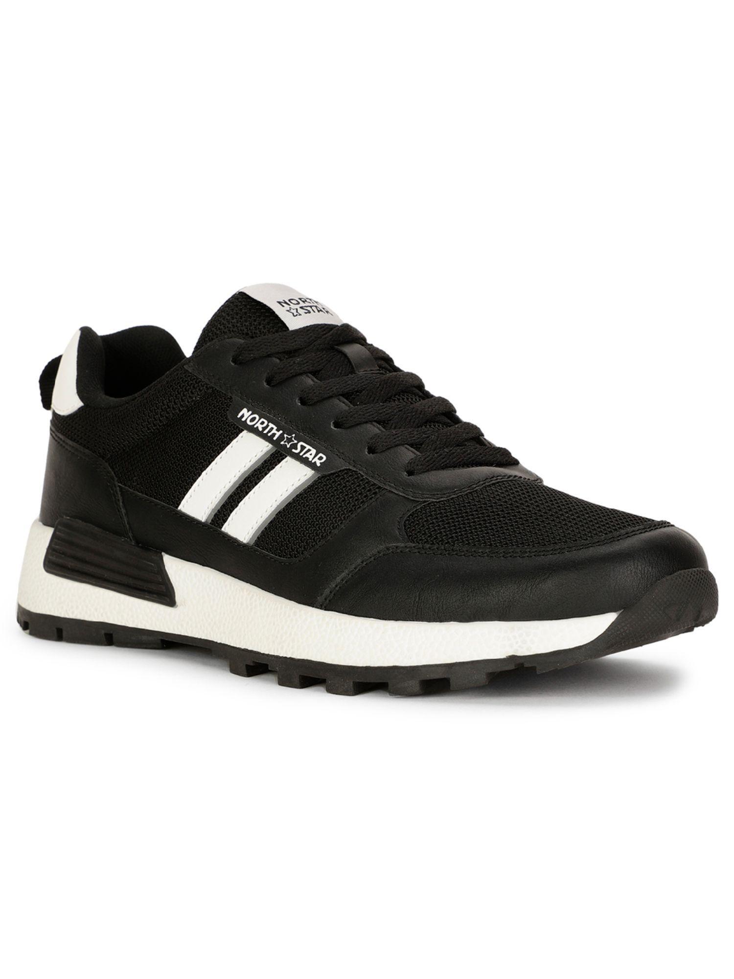 mens black lace-ups running shoes