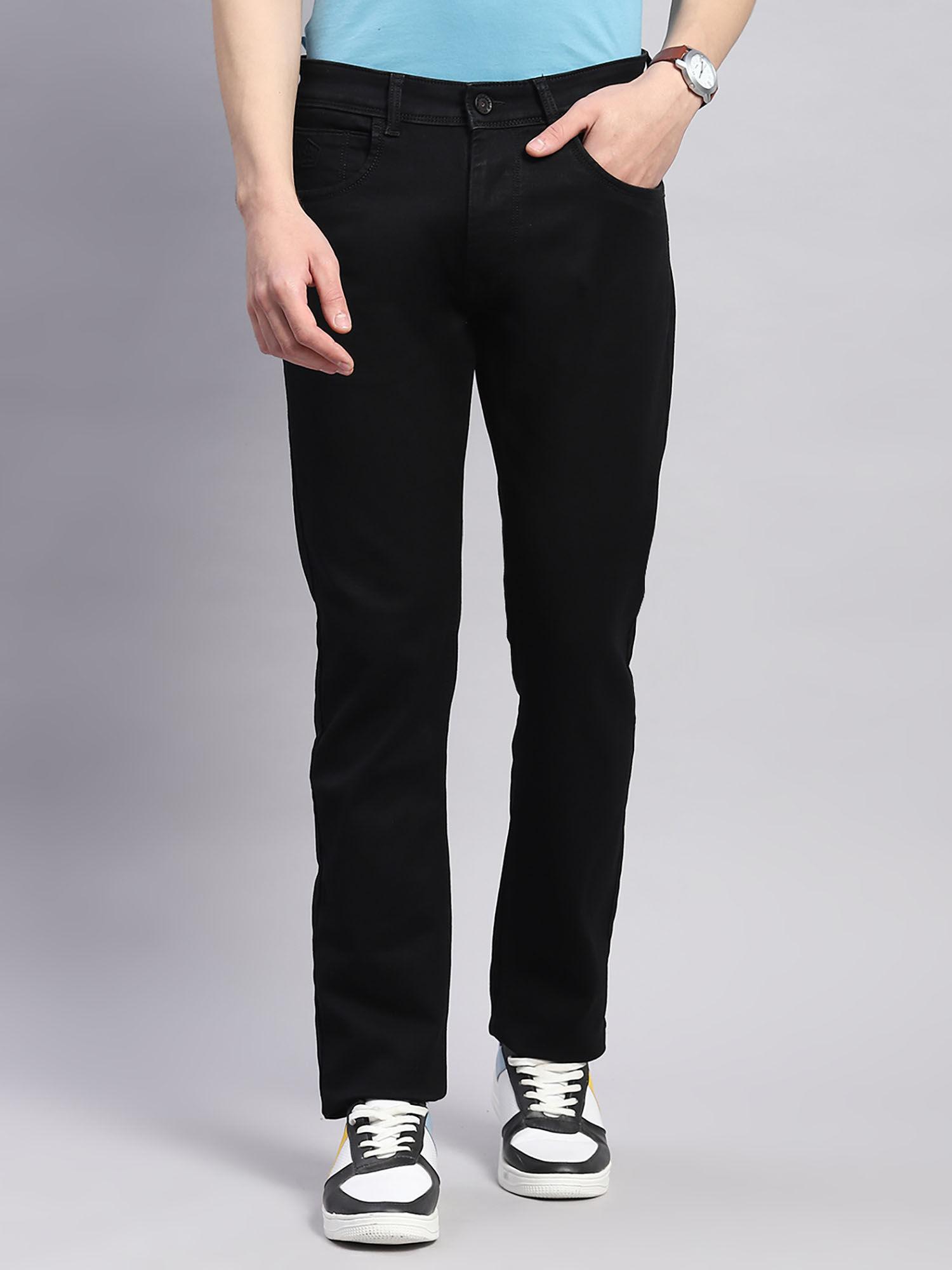 mens black light wash cotton blend straight fit casual jeans