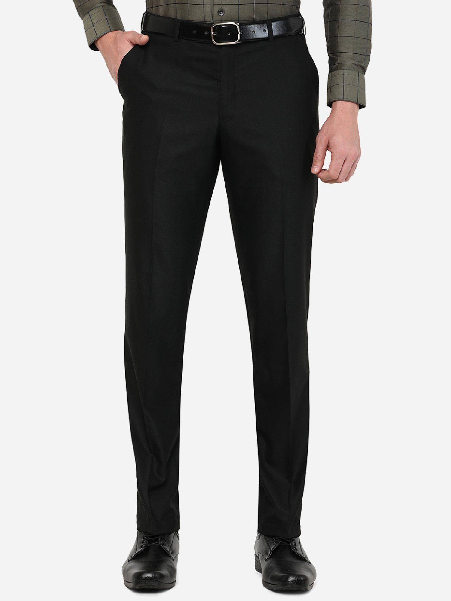 mens black terry wool classic fit solid formal trouser