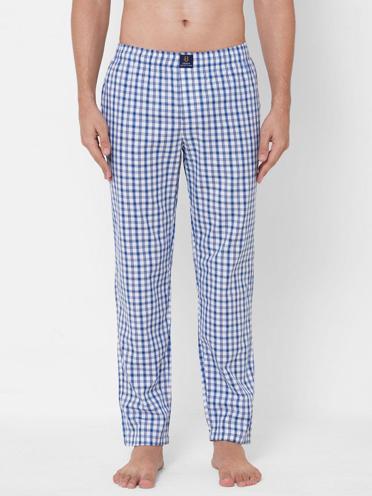 mens blue pure cotton printed pyjama