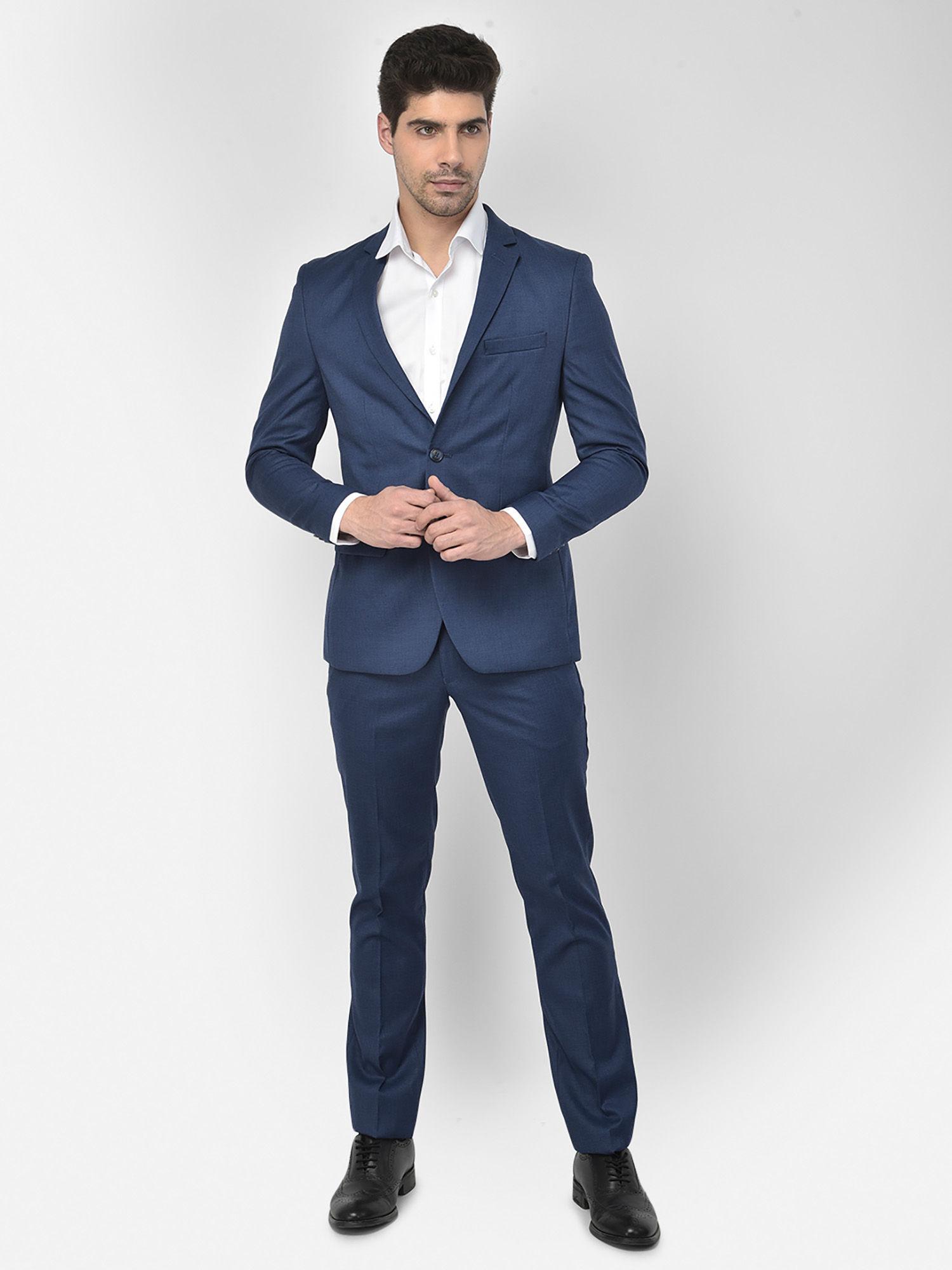 mens blue solid suit