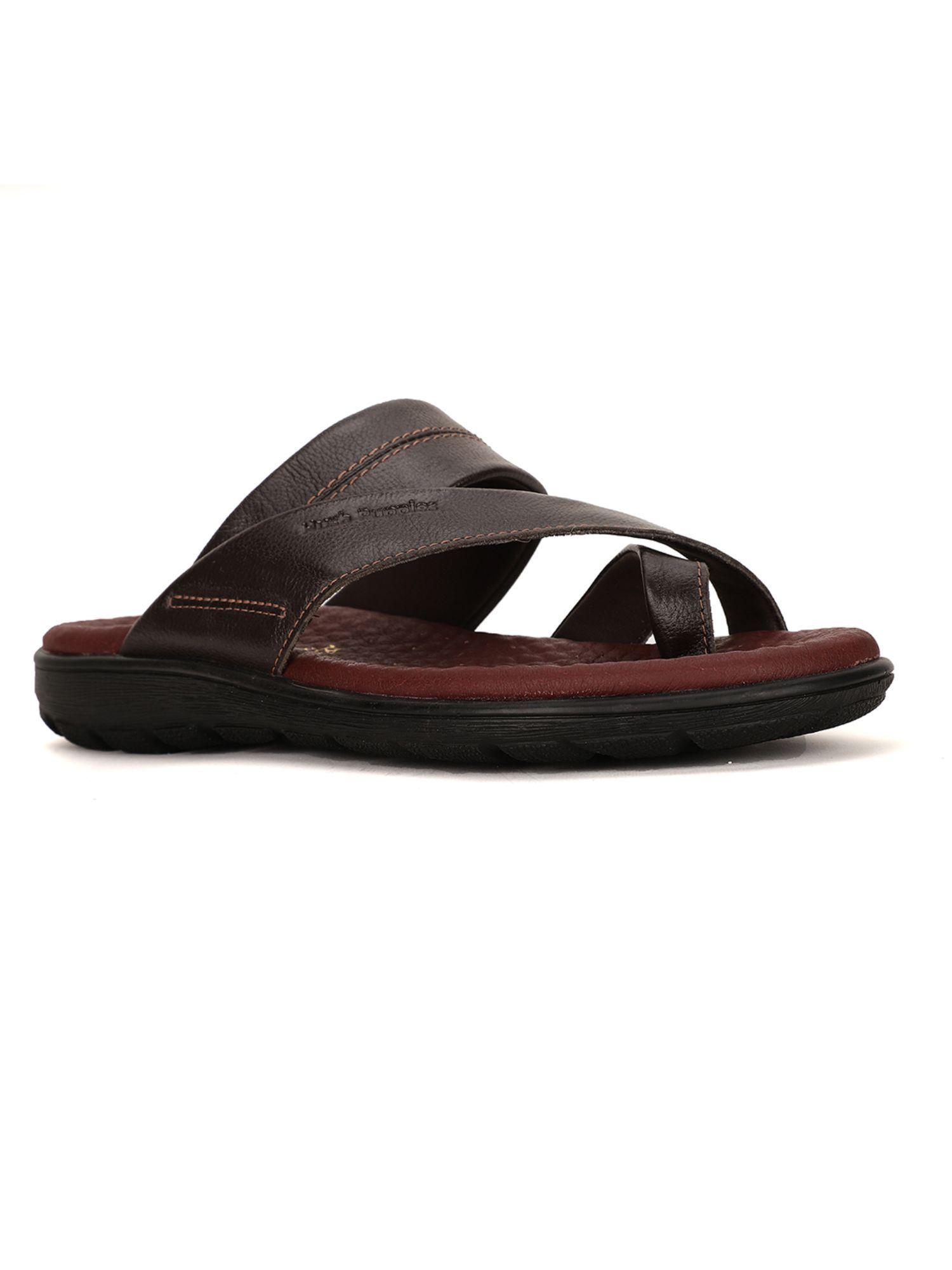 mens brown slip on casual sandals