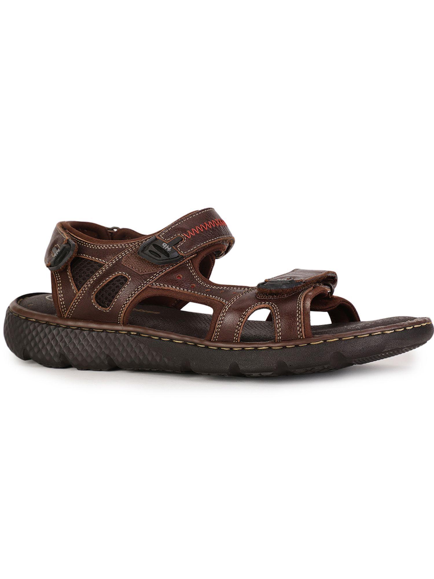 mens brown velcro casual sandals