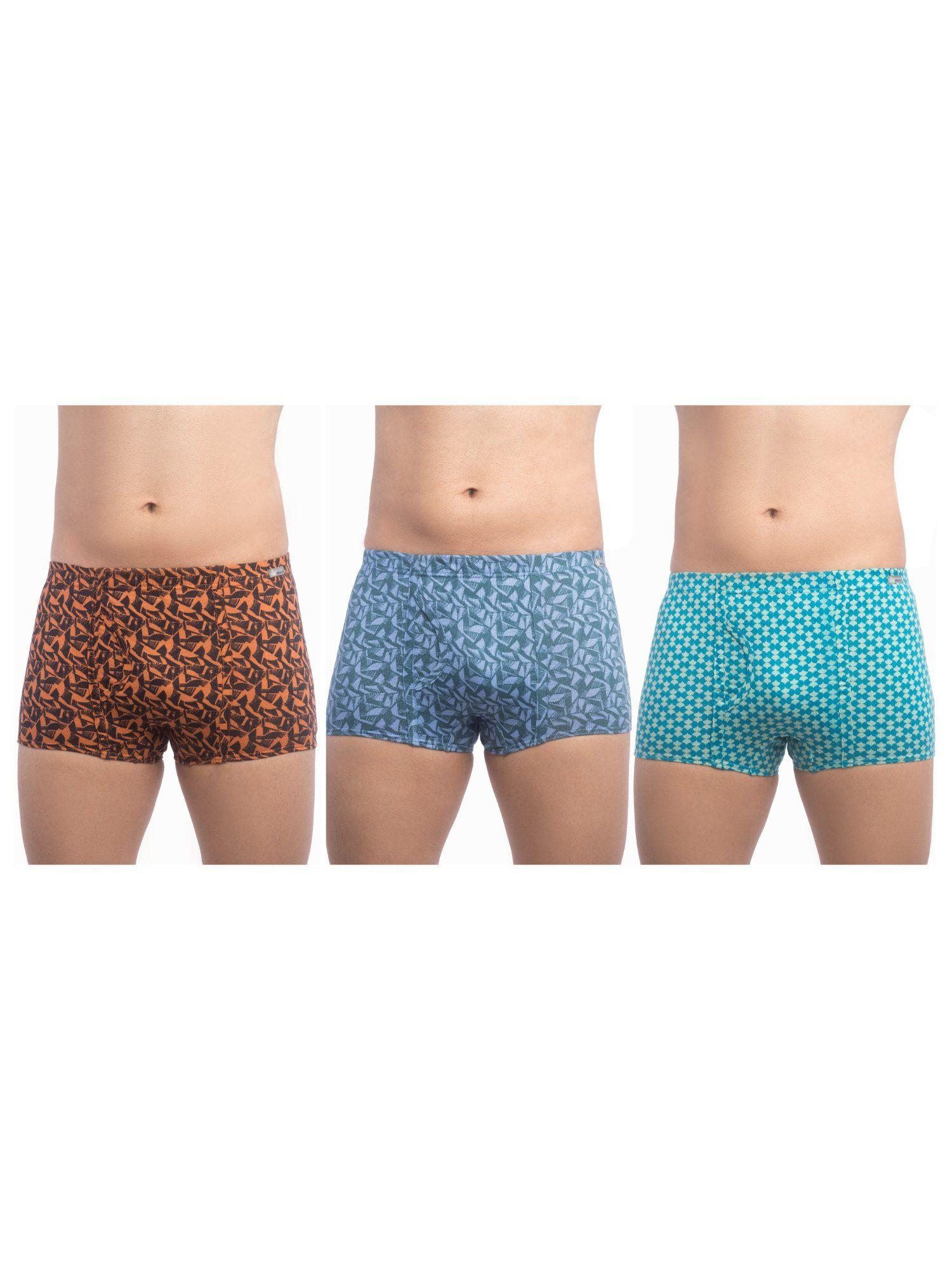 mens cotton brando printed mini trunks, colors & prints may vary (pack of 3)