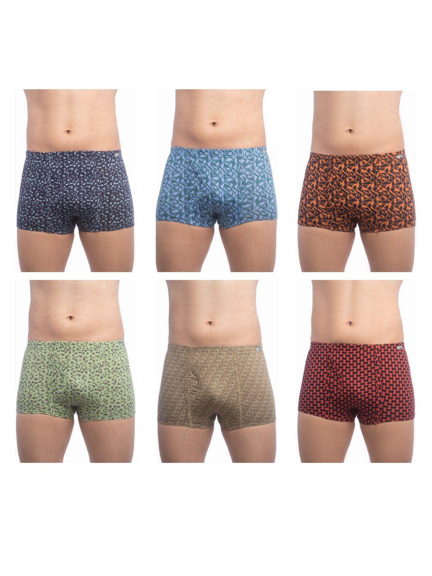 mens cotton brando printed mini trunks, colors & prints may vary (pack of 6)