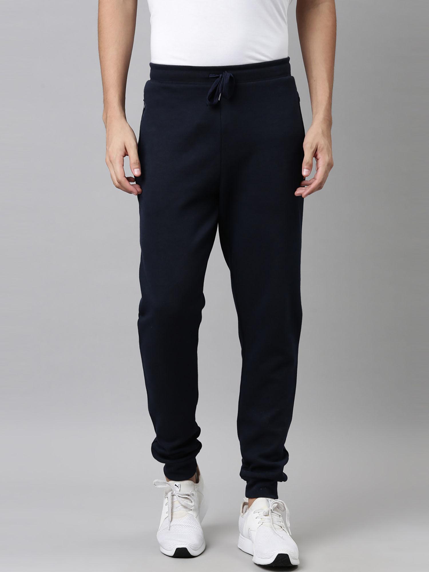 mens fabric with anti microbial finish solid joggers - navy blue
