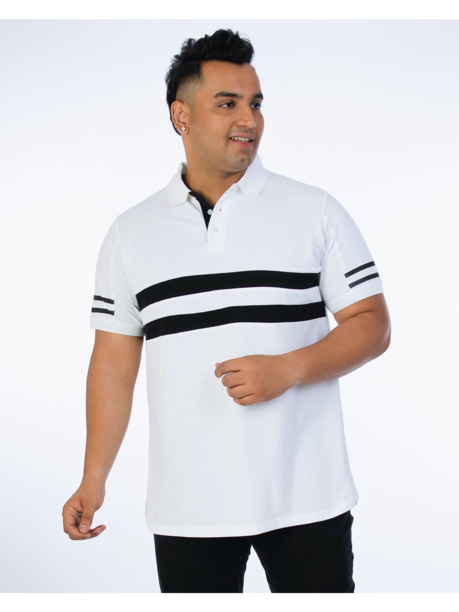 mens fashion polo t-shirt stripes white