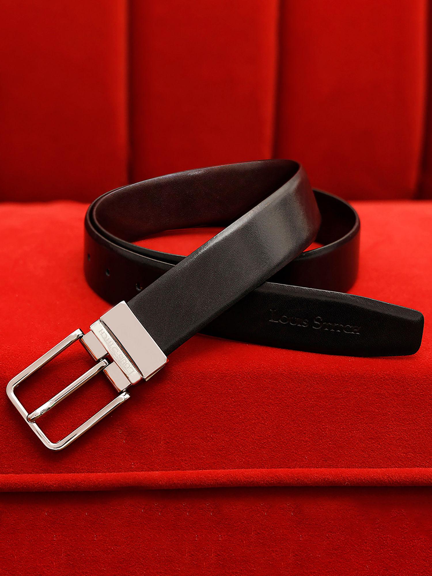mens formal black and brown solid reversible belt