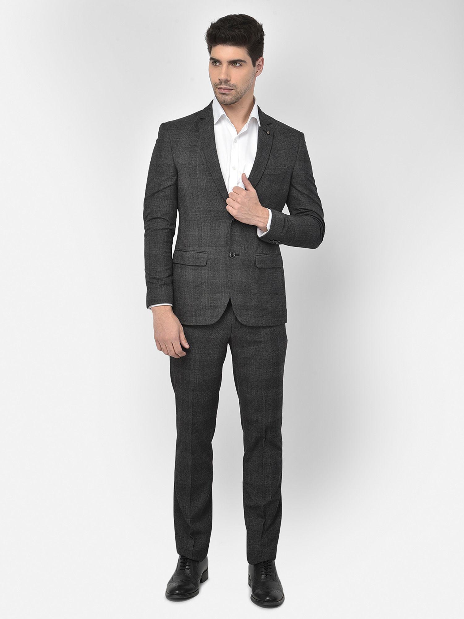 mens grey checked notched lapel suit