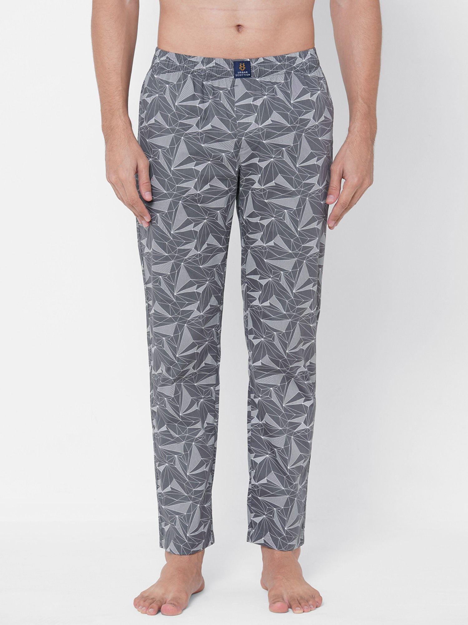 mens grey pure cotton printed pyjama