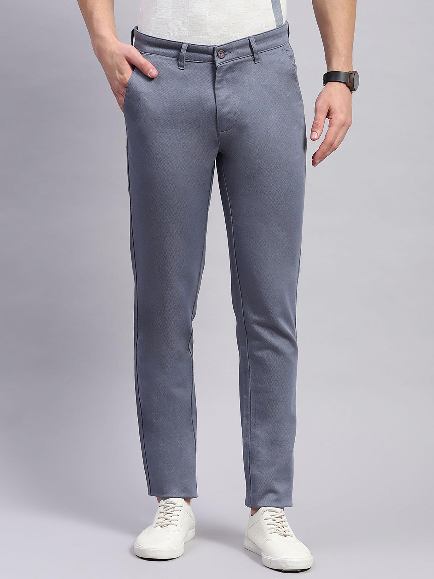 mens grey solid regular fit trouser