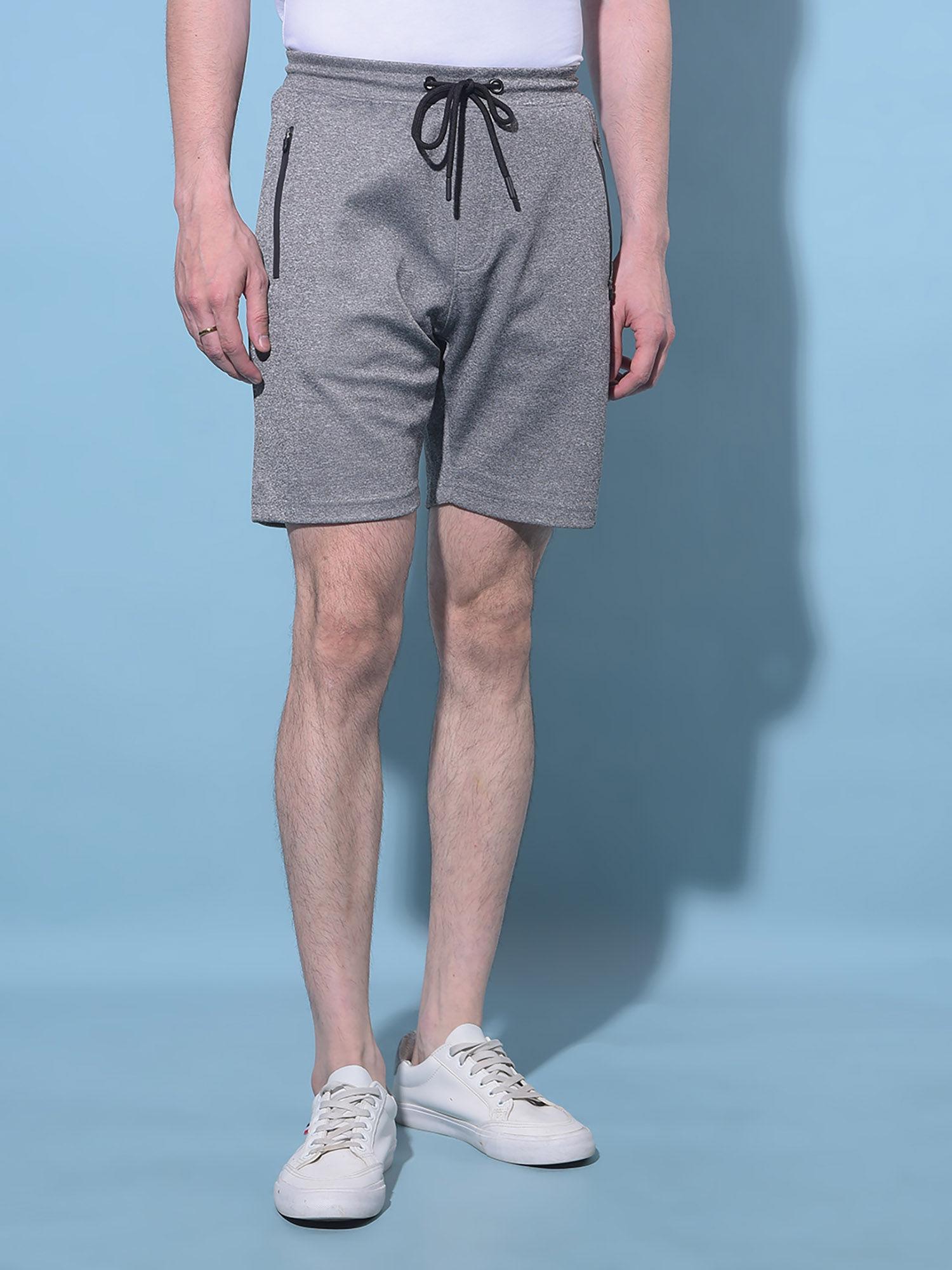 mens grey textured printed shorts