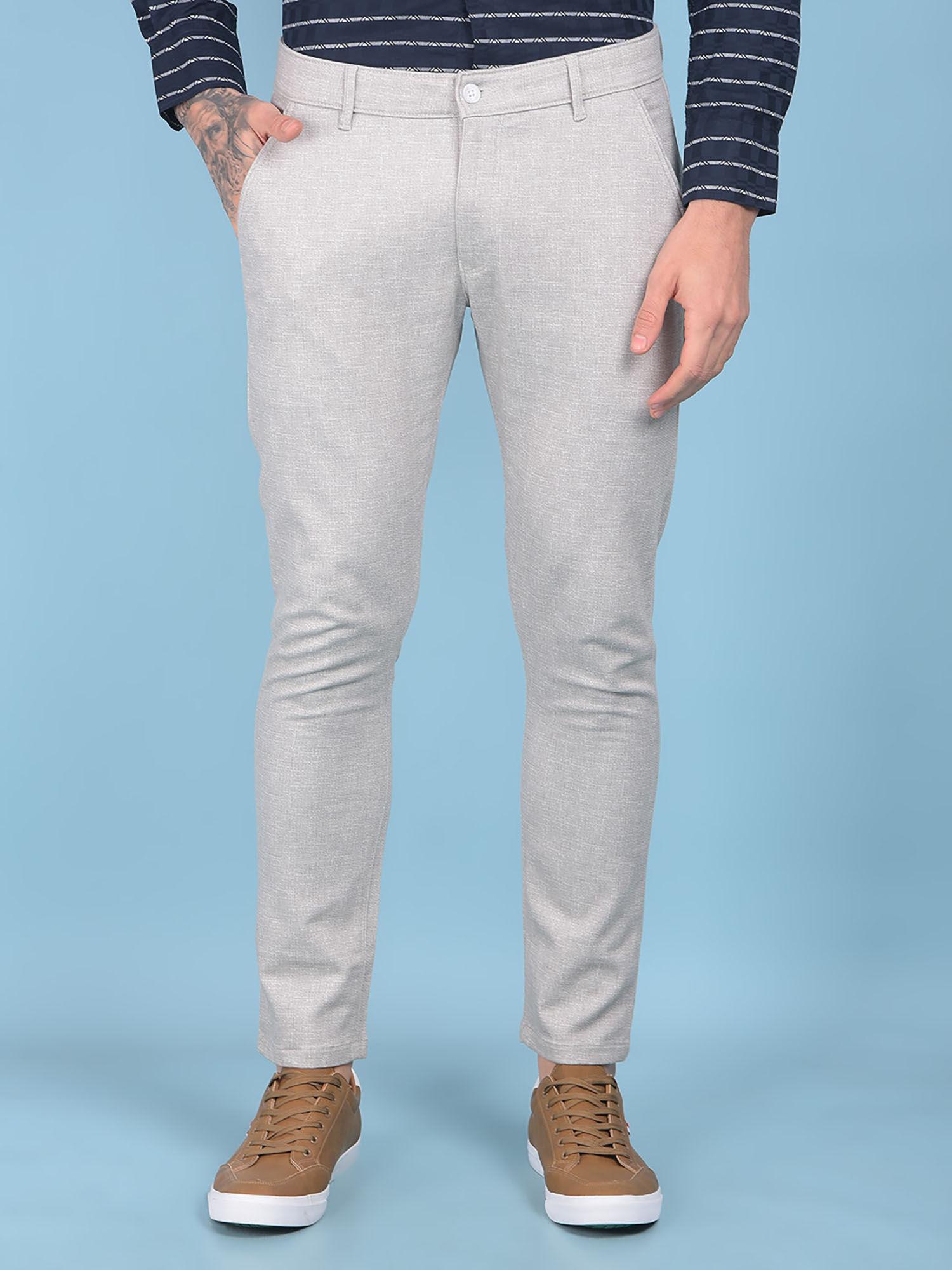 mens grey textured trousers