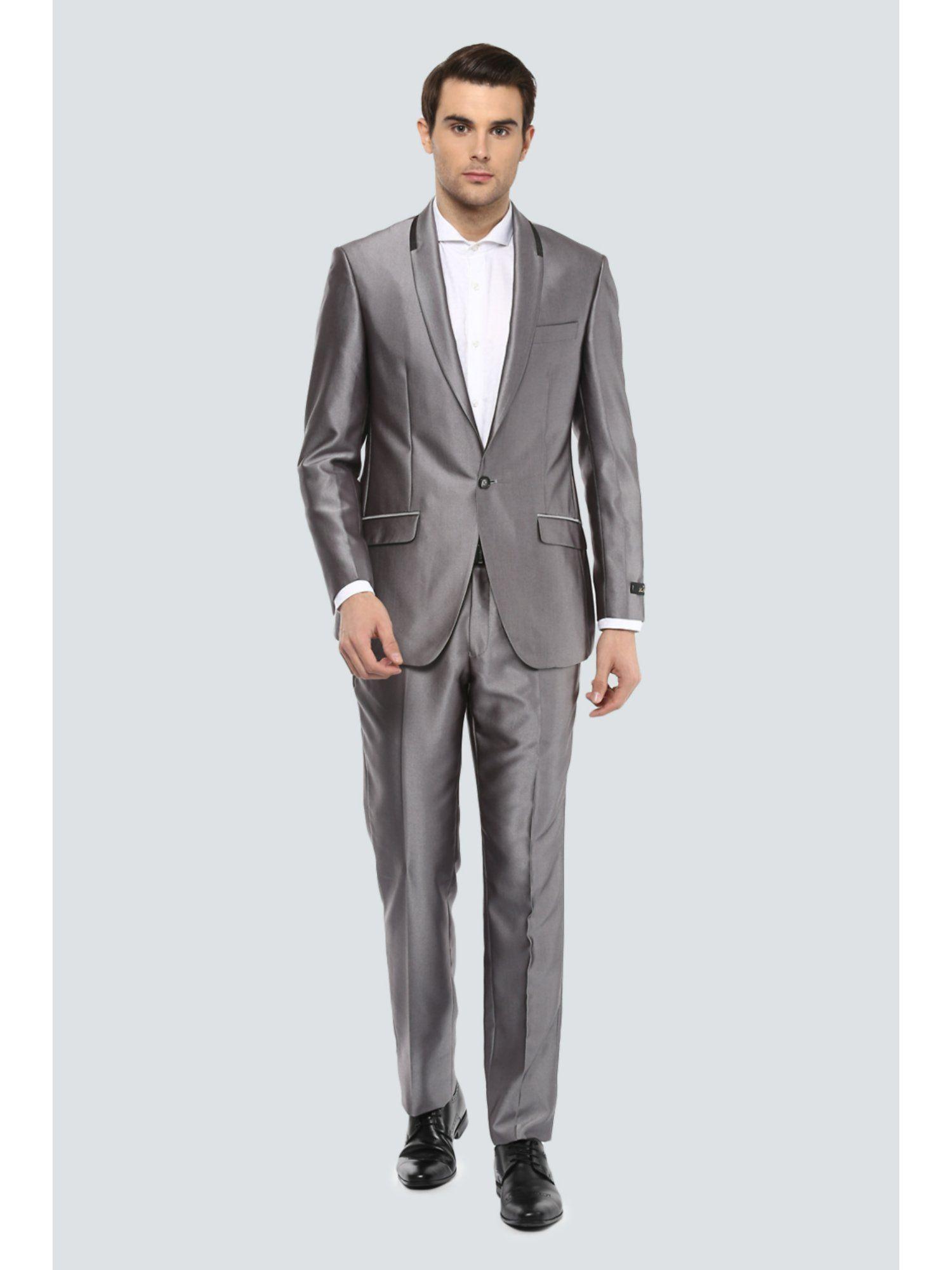 mens grey ultra slim fit textured formal two piece suit (set of 2)