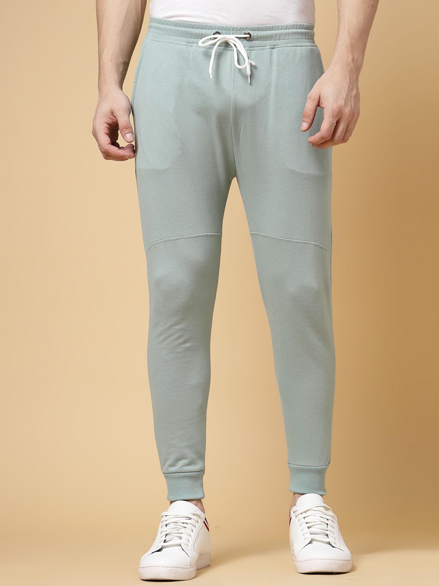 mens jade green solid terry joggers