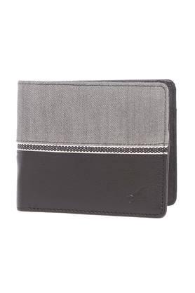 mens leather bi fold wallet - grey
