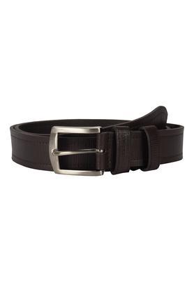 mens leather buckle closure casual belt - brown