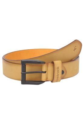 mens leather buckle closure casual belt - tan