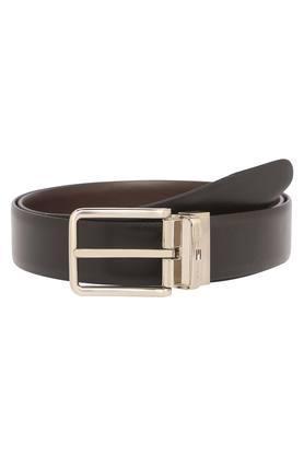 mens leather buckle closure formal belt - multi