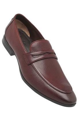 mens leather slipon loafers - muted wine